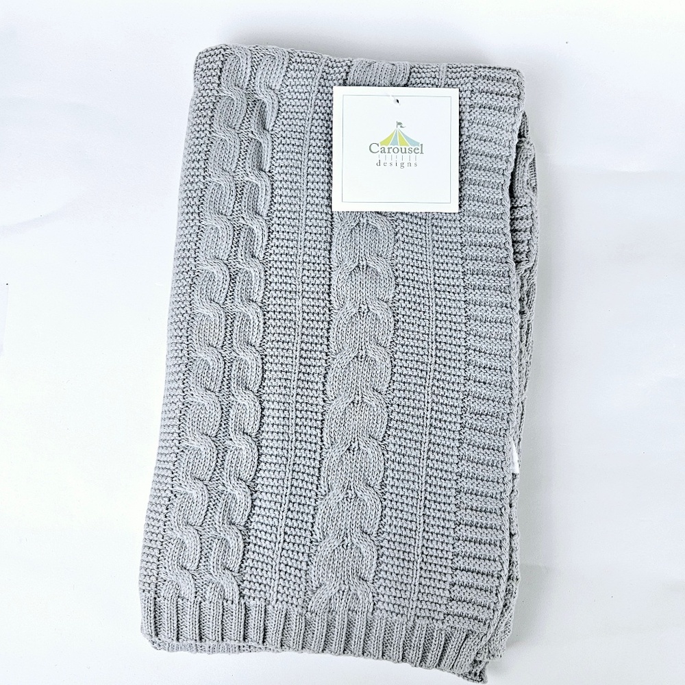 Nojo Grey Cable knit Baby Blanket